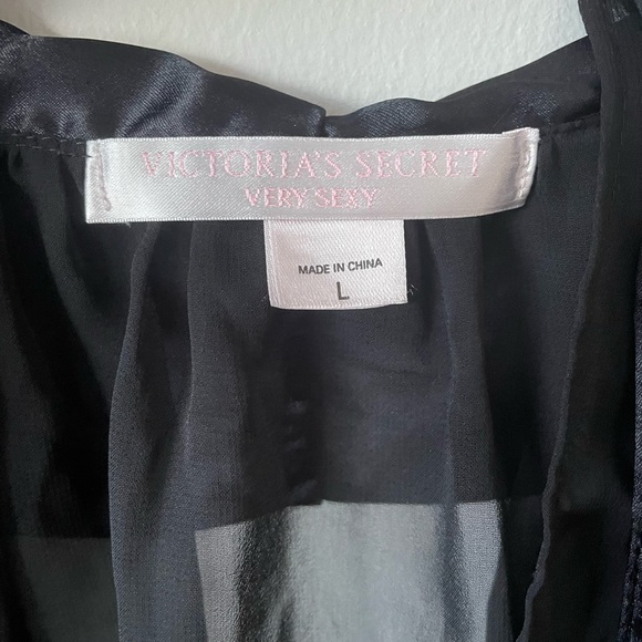 Victoria's Secret Black Sheer Satin and Lace Halter Babydoll Size Large - Picture 7 of 12